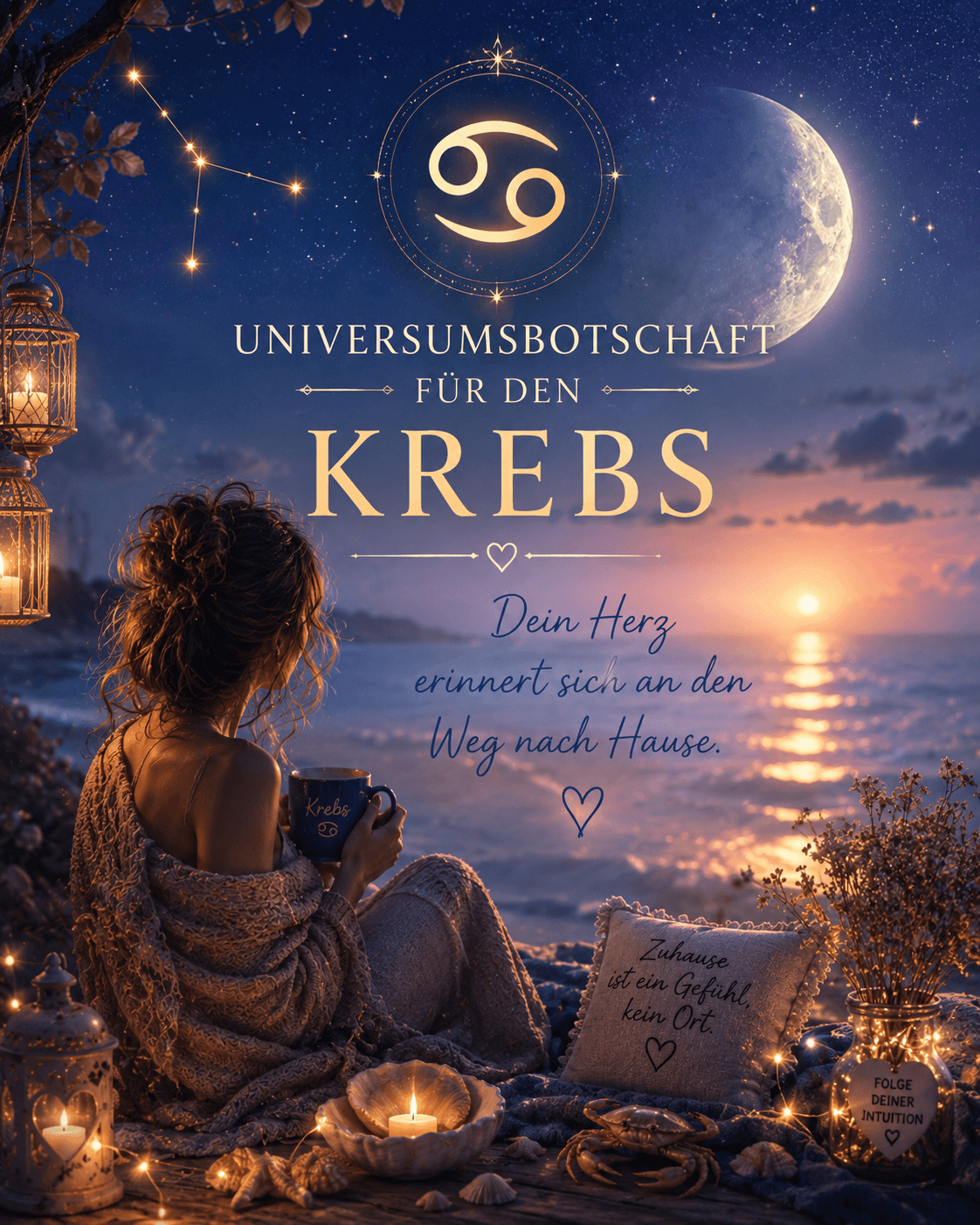 Universumsbotschaft für den Krebs – Dein Herz erinnert sich an den Weg nach Hause