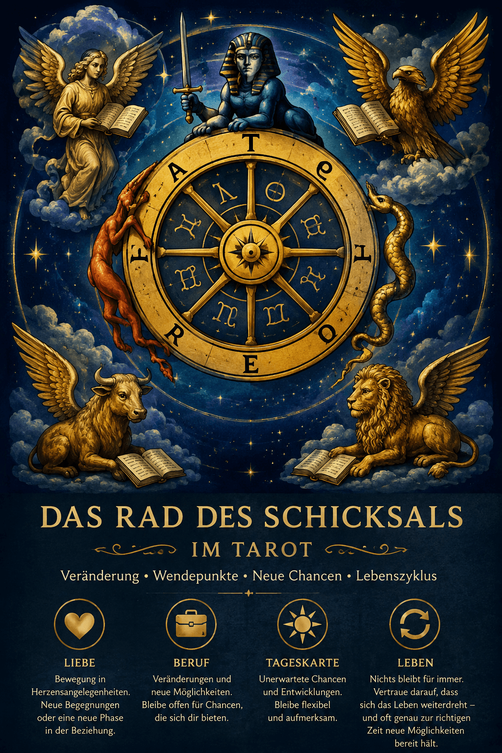 Das Rad des Schicksals im Tarot – Bedeutung in Liebe, Beruf und Alltag