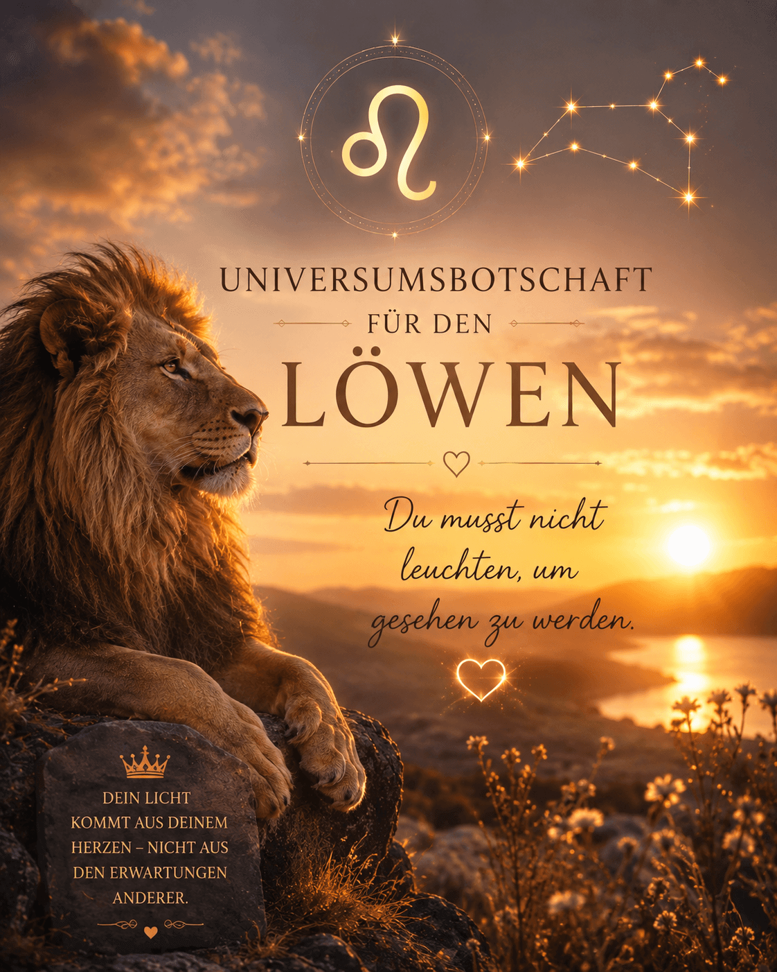Universumsbotschaft für den Löwen – Du musst nicht leuchten, um gesehen zu werden